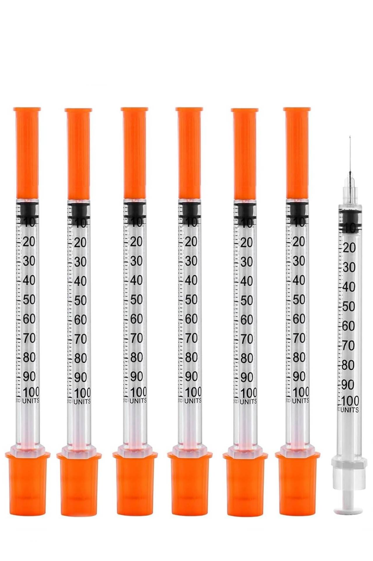 10 Pack 1ml Syringe with Orange Cap 31G (8mm)